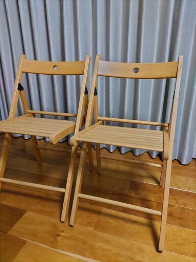 IKEA 木製折りたたみ椅子 2脚