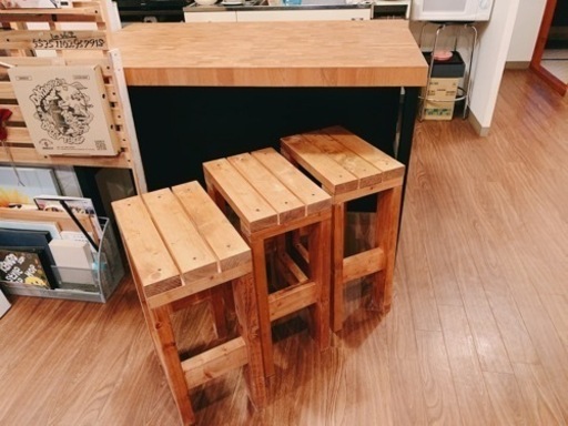 IKEA★VADHOLMA/ヴァドホルマ　ダイニングテーブル＋DIYスツール
