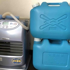 石油ファンヒーター + ポリタンク２個 + 電動ポンプ