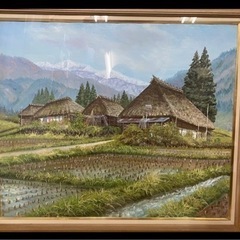 風景画 油絵 油彩　北川照生　大型　額装