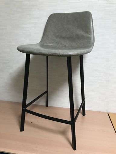 レザー カウンターチェア バーチェア グレー
