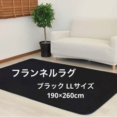 【未開封】フランネルラグ【 ブラック 190cm×260cm】オ...