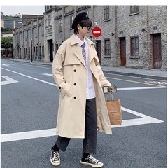 【新品】トレンコート 春 ロング 大きいサイズ 薄手 おしゃれ メンズ Lの画像