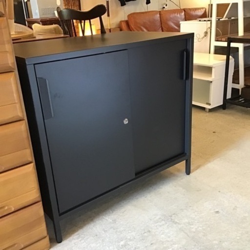 IKEA TROTTEN 引き戸付きキャビネット 書類収納 トロッテン ブラック