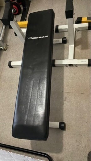 ※お話し中※【トレーニング機器セット】BODY MAKERベンチ&セーフティラック・180cmバーベルシャフト&クリップ2個 ダンベル19kg×2個