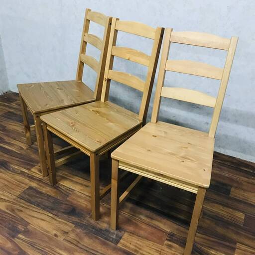 KI16/21　IKEA イケア 木製 ダイニングチェア 3脚 セット JOKKMOKK ヨックモック 木製 イス 椅子 家具 天然木 ★直接引き取り歓迎★
