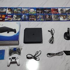 PS4本体+ソフト20本+縦置きスタンド+社外コントローラー+充...