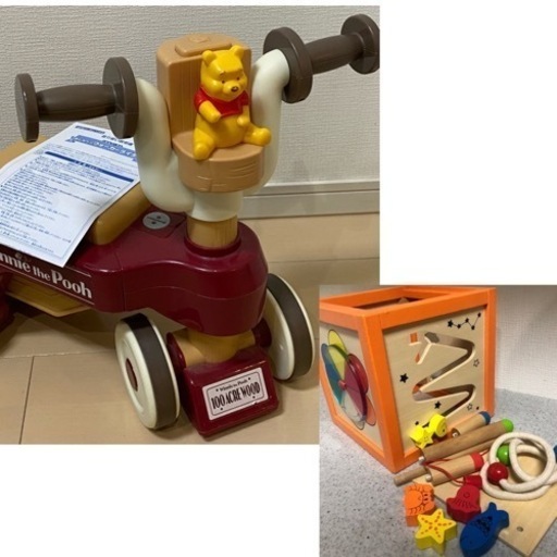 1歳〜おもちゃセット(くまのプーさんおしゃべりウォーカーライダー\u0026木のおもちゃ　森の遊び箱J r)