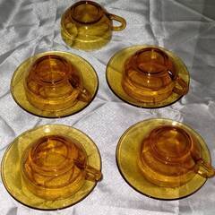 ㊺ADELEX アデレックス 中古 アンバー 琥珀色の５カップ＆...