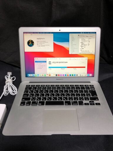「MacBook Air 13インチ Mid 2013 MD761J/A(Core-i5/4GB/256GB)」 Core i5搭載 /メモリー4GB / SSD-256GB / MacOS(Big Sur)+Office2019とBootcamp側はWin10 +Office2010で選択起動可能 / Webカメラ / Bluetooth / 無線LAN /中古品