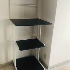 天板耐荷重25Kg！ W支柱 キャスター付 ワイド レンジ台 レンジワゴン ハイタイプ スライド棚 コンセント2口付 groot レンジラック【RCP】【KWG-H BR WH】の画像