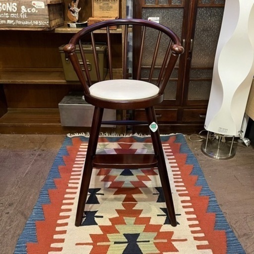 【武蔵小山店】　秋田木工　ベビーチェア「43N」ブナ材　ウォールナット色　ソフトレザー レガートアイボリー色　akimoku 子供イス　子供椅子　子ども椅子　大塚家具　IDC