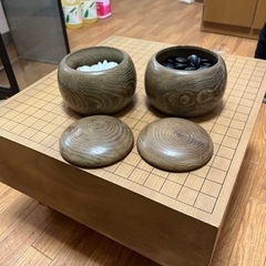囲碁盤、囲碁、石、木製、足つき将棋