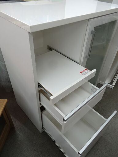ミドルレンジボード 白エナメル 幅88.5×高101.5㎝ キッチンボード 食器棚 キッチンカウンター ホワイト　西岡店