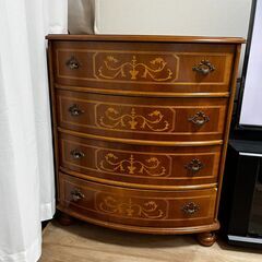 象嵌細工 丸脚 4段チェスト アンティーク クラシック 西洋