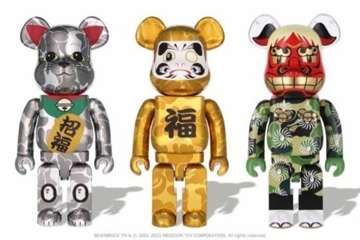 BE@RBRICK BAPE  招き猫銀/達磨金/獅子舞 1000％　3体セット
