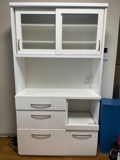 ニトリ　キッチンボード 幅100cm 食器棚 レンジ台 レンジボード ホワイト