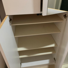 二段立て下駄箱　ホワイト　鏡付き　の画像