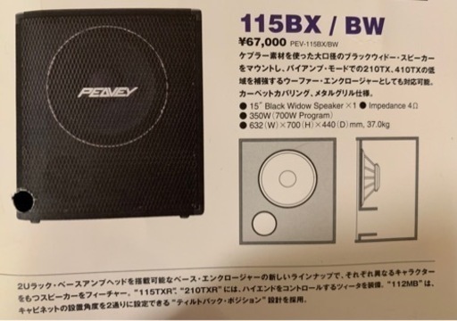 セール中 PEAVEYベース用キャビネット Peavey 115BX BW 4Ω ベース
