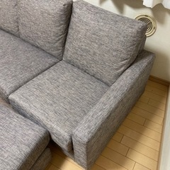 ニトリ　3人掛け布ソファー　オットマン付きの画像