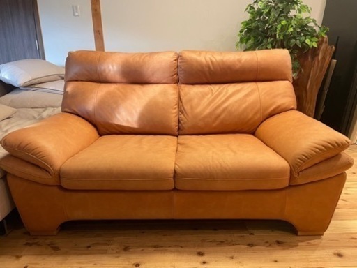 2人掛けソファー レザーキャメルjtse