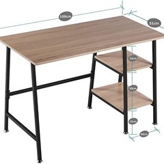 パソコンデスク 2段収納棚付き 左右交換設置可 オフィスデスク PCデスク 学習デスクの画像