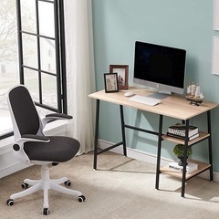 パソコンデスク 2段収納棚付き 左右交換設置可 オフィスデスク PCデスク 学習デスクの画像