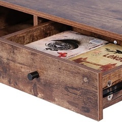 パソコンデスク 引き出し付き デスク 机 メタル脚 レトロブラウン 幅100×奥行48×高さ76cm  新品の画像