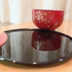 13cmお椀「お盆付き」5個セット 汁椀/漆器の画像