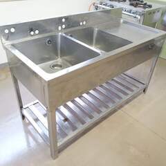 12000円　業務用　台付き二槽ステンレス流し台　シンク　2