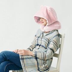新品】USBヒーター内蔵 かわいいネコ耳フード ピンク 又は グレーの画像