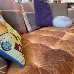 オピアムソファ クッション付き 5年使用 レザー クラッシュゲート 本革