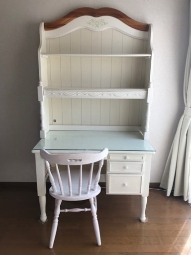 デスク　ホワイト家具　姫系　プリンセス系