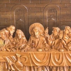最後の晩餐　木彫りガラスケース入りの画像