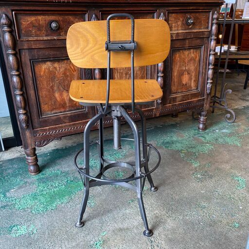 アンティーク アイアンウッドハイチェア カウンター インダストリアル