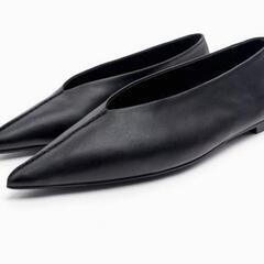 ZARA レザー フラットシューズ 40の画像
