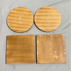 コースター ペア 4枚セット ヴィンテージ 木製 木造り 寄せ木の画像