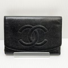 シャネル CHANEL キャビアスキン デカココマーク 三つ折り...