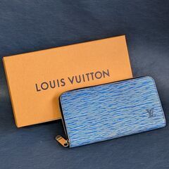 美品　ルイヴィトン　LOUIS　VUITTON　  エピ デニム ジッピーウォレット  ラウンドファスナー　長財布 レザー ブルー MI0198　C1CM0001