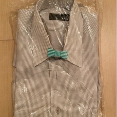 メンズ　シャツ　グレーチェック　首周り35cm