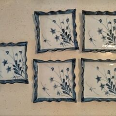  正峰作　九谷焼　花柄　小皿　角皿　5枚セットの画像
