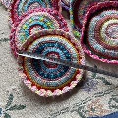 アクリル毛糸手作り鍋敷一個のねだんです。の画像