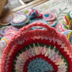 手編みアクリルタワシ1個の値段です。の画像