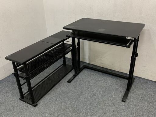 Bauhutte/バウヒュッテ ゲーミングデスク エクステンションデスク 2点セット BHD-800CM BHC-1000H BK 中古家具 店頭引取歓迎 R6997)
