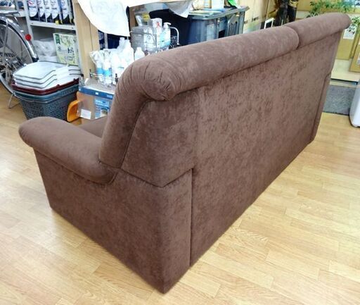2人掛けソファ ダークブラウン 幅180㎝ スエード調 2Pソファ こげ茶 2.5人掛け 2シーター　西岡店