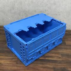 🔷🔶🔷BF3/24　プラスチックコンテナ 5個セット 【青色】 折り畳み オリコン プラ箱 蓋付 プラコン 店舗用品 収納箱 ボックス 直接引取歓迎 ①🔷🔶🔷の画像