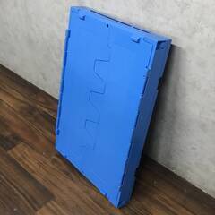 🔷🔶🔷BF3/24　プラスチックコンテナ 5個セット 【青色】 折り畳み オリコン プラ箱 蓋付 プラコン 店舗用品 収納箱 ボックス 直接引取歓迎 ①🔷🔶🔷の画像