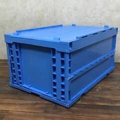 🔷🔶🔷BF3/24　プラスチックコンテナ 5個セット 【青色】 折り畳み オリコン プラ箱 蓋付 プラコン 店舗用品 収納箱 ボックス 直接引取歓迎 ①🔷🔶🔷の画像