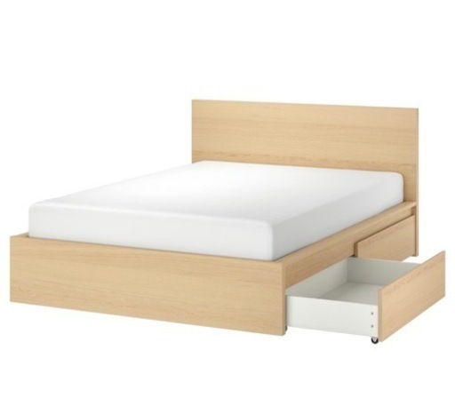IKEA マルムベッドフレーム　セミダブル　引き出し2つ付き