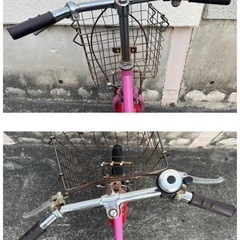 幼児　子供　自転車　14インチ　ピンク　赤　カゴ　ベル　スタンド　泥除けの画像
